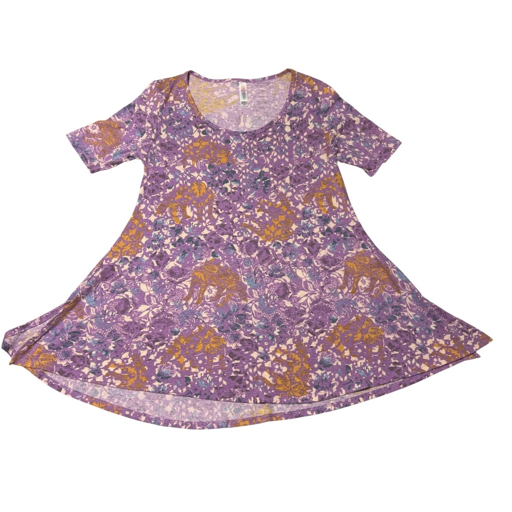 LuLaRoe Perfect T Tunic Top XXS Purple Elephant Floral Swing Shirt NWT